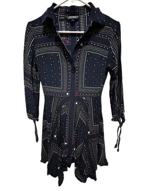 Tommy Hilfiger Retro Cowgirl Midnight Navy Star-Print Tunic Shirt Dress Sz 4
